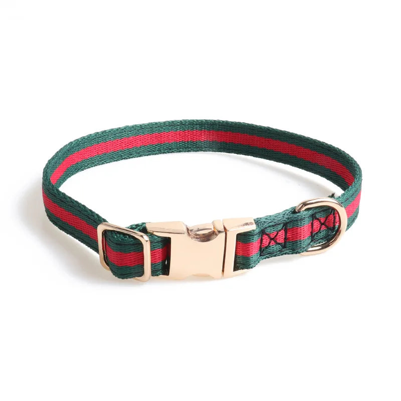 Green & Red Stripe Designer Style Dog Leash & Collar -  Dog Leash By Clothes For My Dog