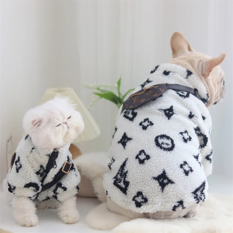 Chewy Vuitton White Designer Fur Coat For Dogs -   By Clothes For My Dog