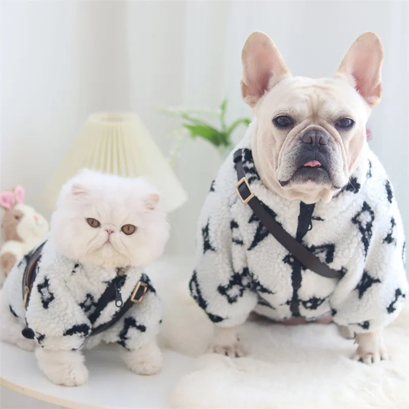 Chewy Vuitton White Designer Fur Coat For Dogs -   By Clothes For My Dog