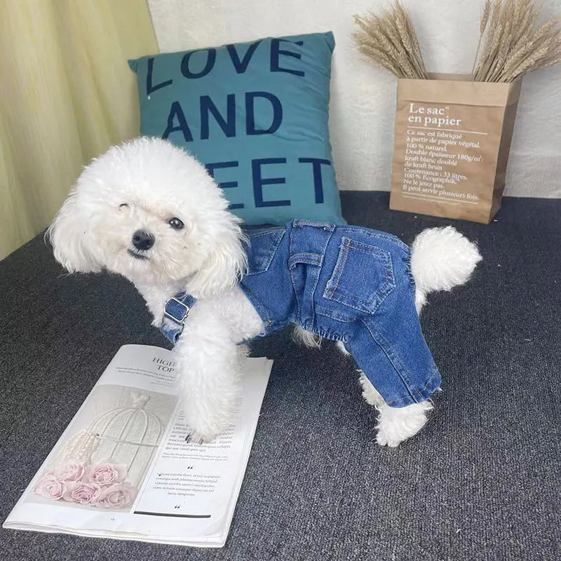 Soft Denim Jean Overalls for Dogs -  Dog Clothes By Clothes For My Dog